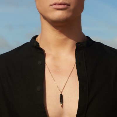 Pendentif Akillis sur chaîne Fatal Attraction en or rose pavé de diamants noirs