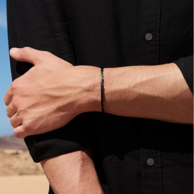 Bracelet Akillis jonc ouvert Capture Light en titane DLC noir et diamant