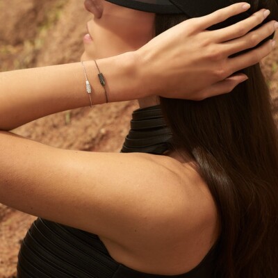 Bracelet Akillis Bang Bang en or blanc et diamants noirs