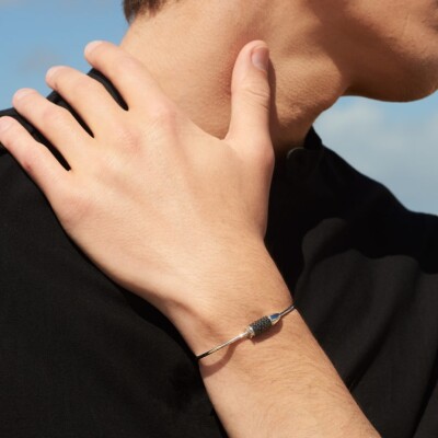 Bracelet Akillis flex fermé aimanté Bang Bang en or blanc rhodié noir pavé de diamants