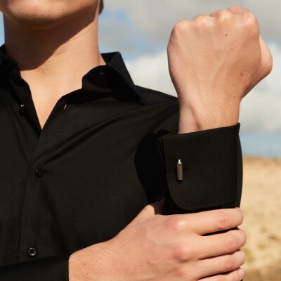 Boutons de manchettes Akillis Bang Bang en titane noir