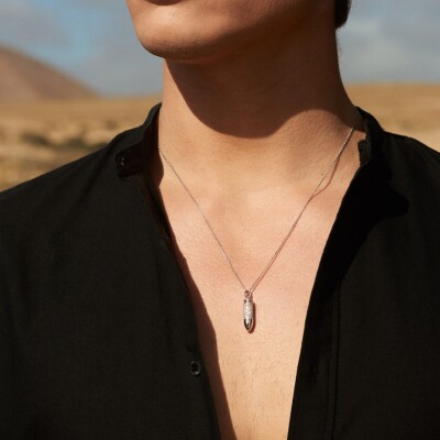 Pendentif Akillis sur chaîne Bang Bang en or blanc pavé de diamants