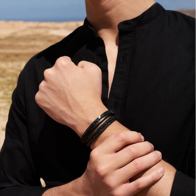 Bracelet Akillis bangle Capture Me en titane dlc noir pavé de diamants noirs