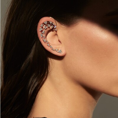 Mono Boucle d'oreille earcuff montante Akillis Capture Me en or blanc pavée de diamants