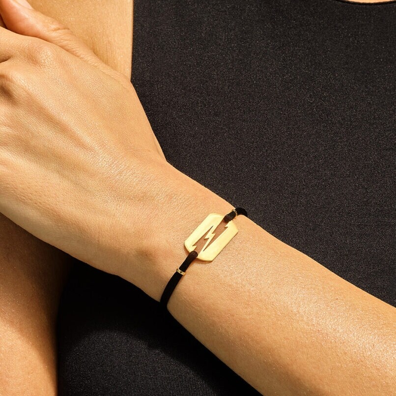 Bracelet sur cordon Akillis Love Tag en or jaune vue 2