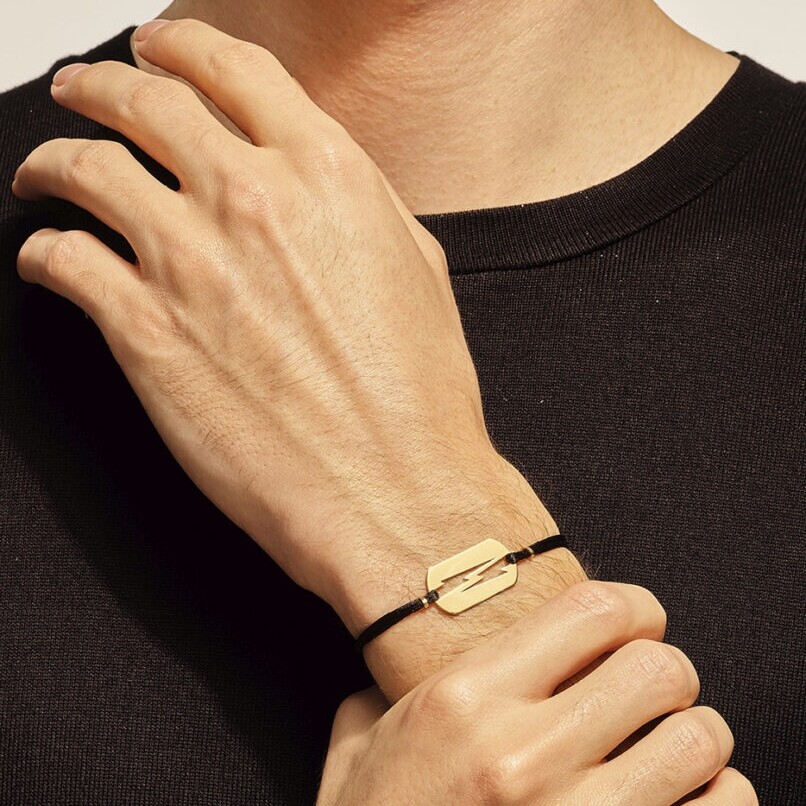 Bracelet sur cordon Akillis Love Tag en or jaune vue 3