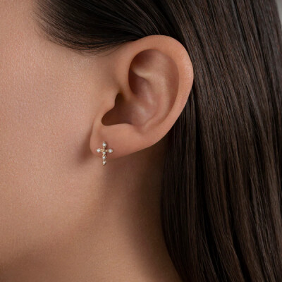 Mono boucle d'oreille Akillis Python en or blanc et diamants