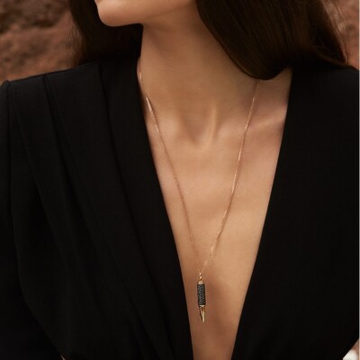 Collier Akillis Fatal Attraction en or rose et aluminium anodisé kaki