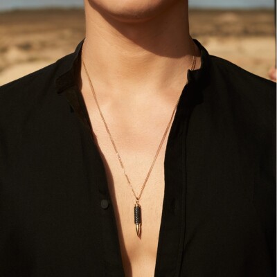 Collier Akillis Fatal Attraction en or rose et aluminium anodisé kaki