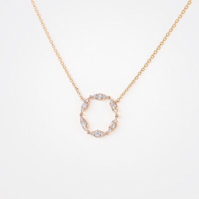Collier Provence or rose & diamants