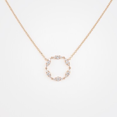Collier Provence or rose & diamants