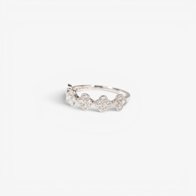 Bague Dame de Trèfle or blanc & diamants