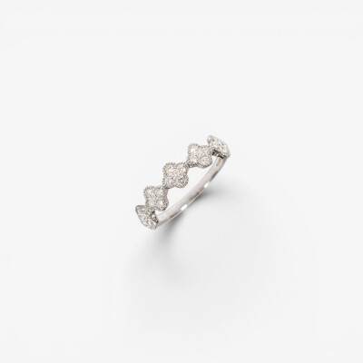 Bague Dame de Trèfle or blanc & diamants