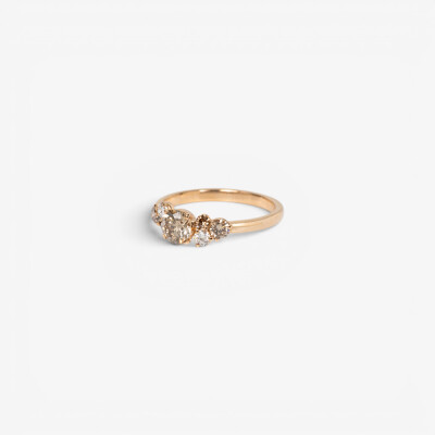 Bague Automne or rose & diamants champagne