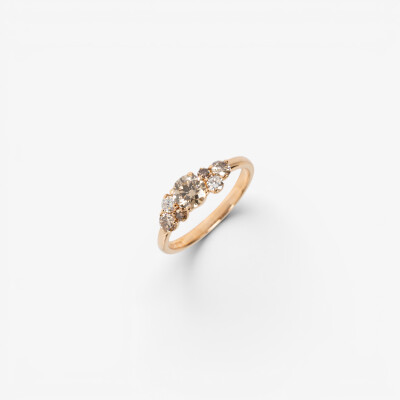 Bague Automne or rose & diamants champagne