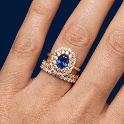 Bague Chambord or rose, saphir & diamants