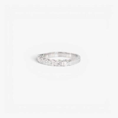 Alliance or blanc demi-tour diamants