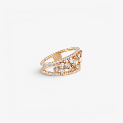 Bague Automne or rose & diamants