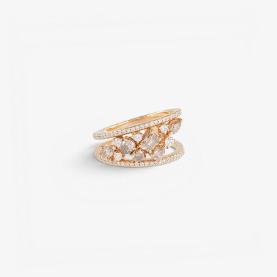 Bague Automne or rose & diamants