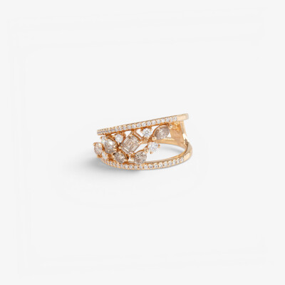 Bague Automne or rose & diamants