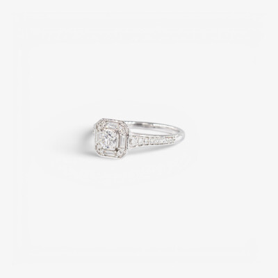 Bague Art Déco or blanc & diamants