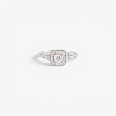 Bague Art Déco or blanc & diamants