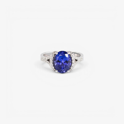 Bague Divine or blanc, tanzanite & diamants