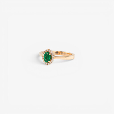 Bague Aura or rose & émeraude