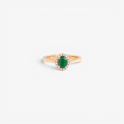 Bague Aura or rose & émeraude