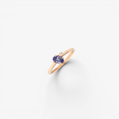Bague or rose, diamant & saphir
