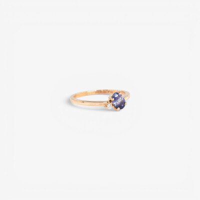 Bague or rose, diamant & saphir