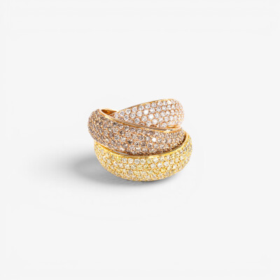 Jonc Sparkles 3 arches or rose & diamants