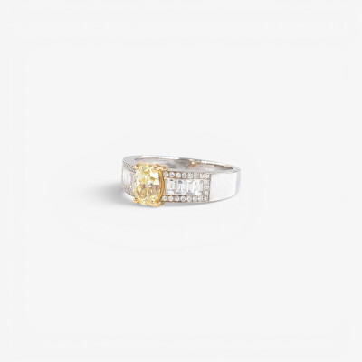 Bague 1930 or blanc & diamants