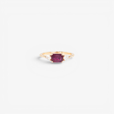 Bague Organzine or rose, rubis & diamants