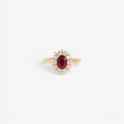 Bague Pompadour or jaune, rubis & diamants