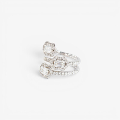 Bague Calyx Trilogie or blanc & diamants