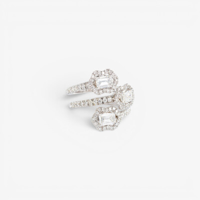 Bague Calyx Trilogie or blanc & diamants