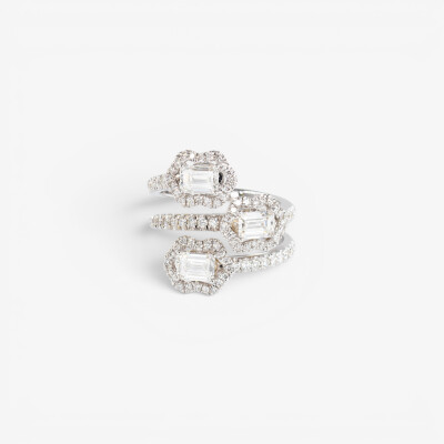 Bague Calyx Trilogie or blanc & diamants