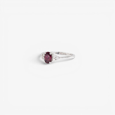 Bague Olympe or blanc, rubis & diamants
