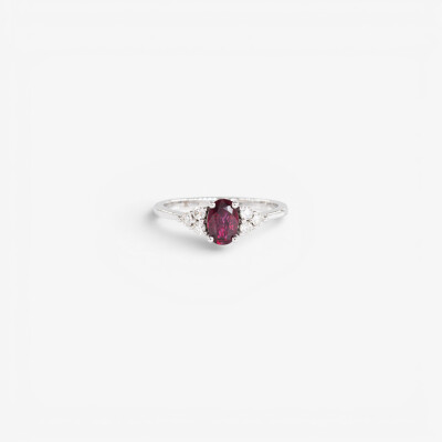 Bague Olympe or blanc, rubis & diamants