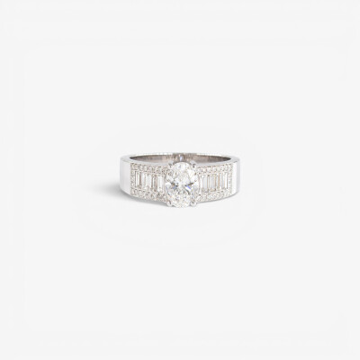 Bague 1930 or blanc & diamants