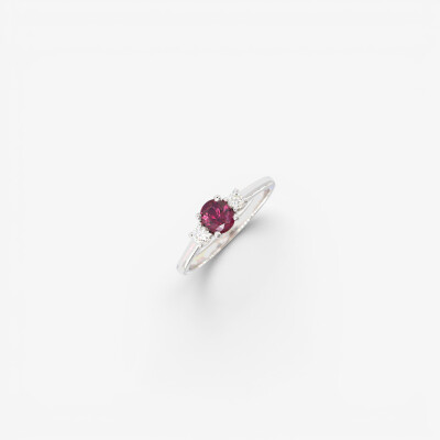 Bague Mademoiselle or blanc, rubis & diamants