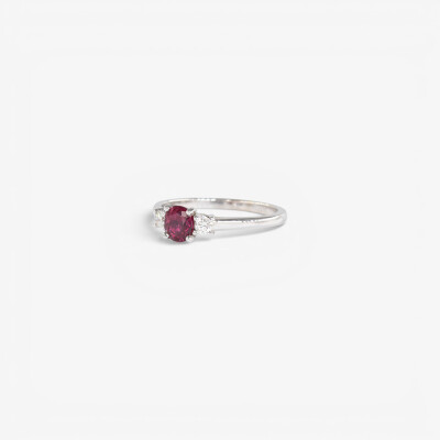 Bague Mademoiselle or blanc, rubis & diamants