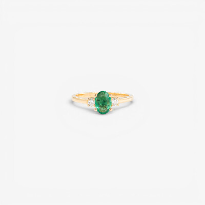 Bague Mademoiselle or jaune, émeraude & diamants