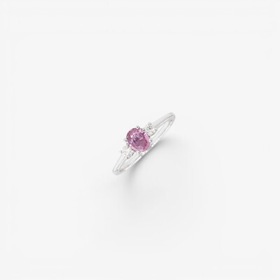 Bague Mademoiselle or blanc, saphir rose & diamants