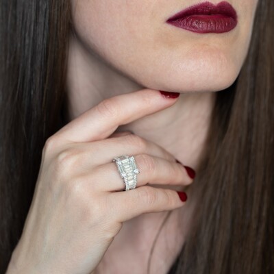 Bague Tour Eiffel or blanc & diamants