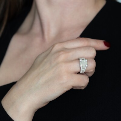 Bague Tour Eiffel or blanc & diamants