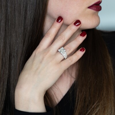 Bague Tour Eiffel or blanc & diamants