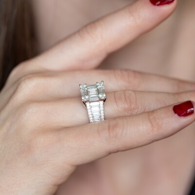 Bague Tour Eiffel or blanc & diamants