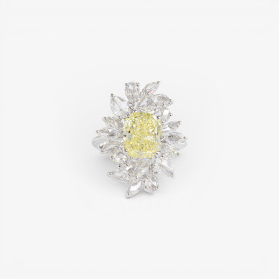 Bague Versailles or blanc & diamant jaune